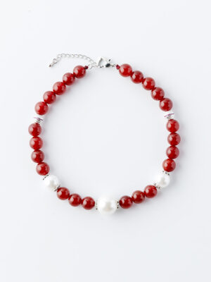 JADE DOG NECKLACE red