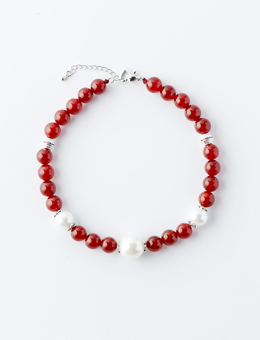 JADE DOG NECKLACE red